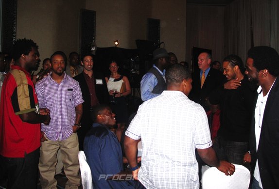 Edgerrin James and Clinton Portis at the Evening with UM Football Greats 